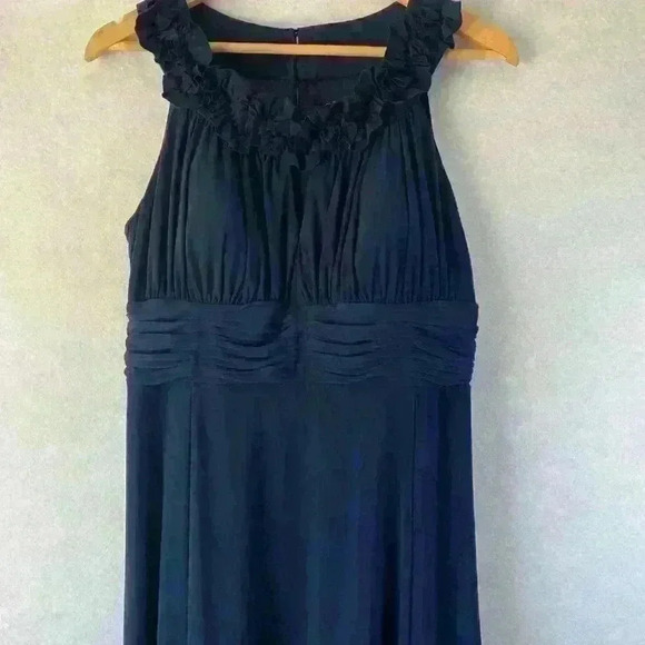 SIGNATURE BY SANGRIA LADY NAVY BLUE RUNCHED FABRIC JERSEY KNIT STRETCH DRESS 14 - Picture 3 of 14